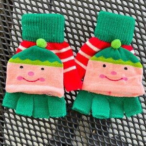 Boutique Fingerless Mitten Gloves Holiday Elf Theme